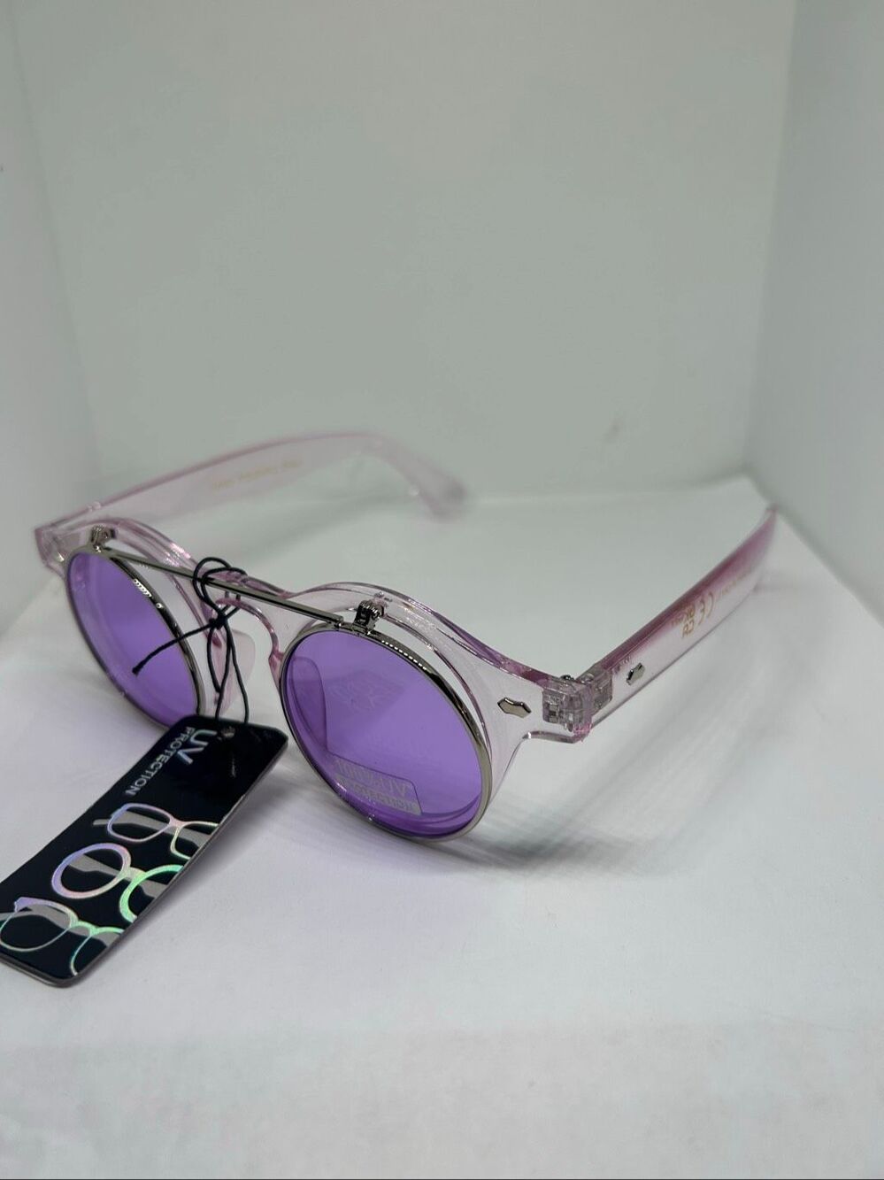 Flip Up Hippie Retro Round Yellow Frame & Lens Sunglasses